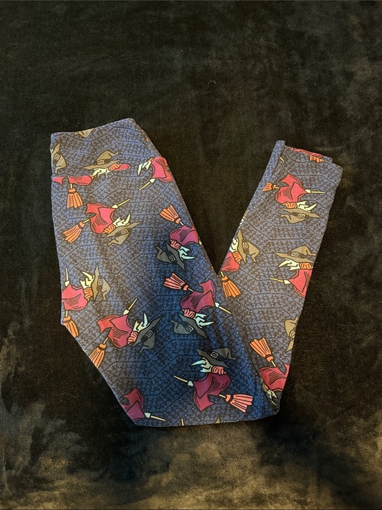LuLaRoe Pants - LuLaRoe Navy Leggings with Colorful Witch Print